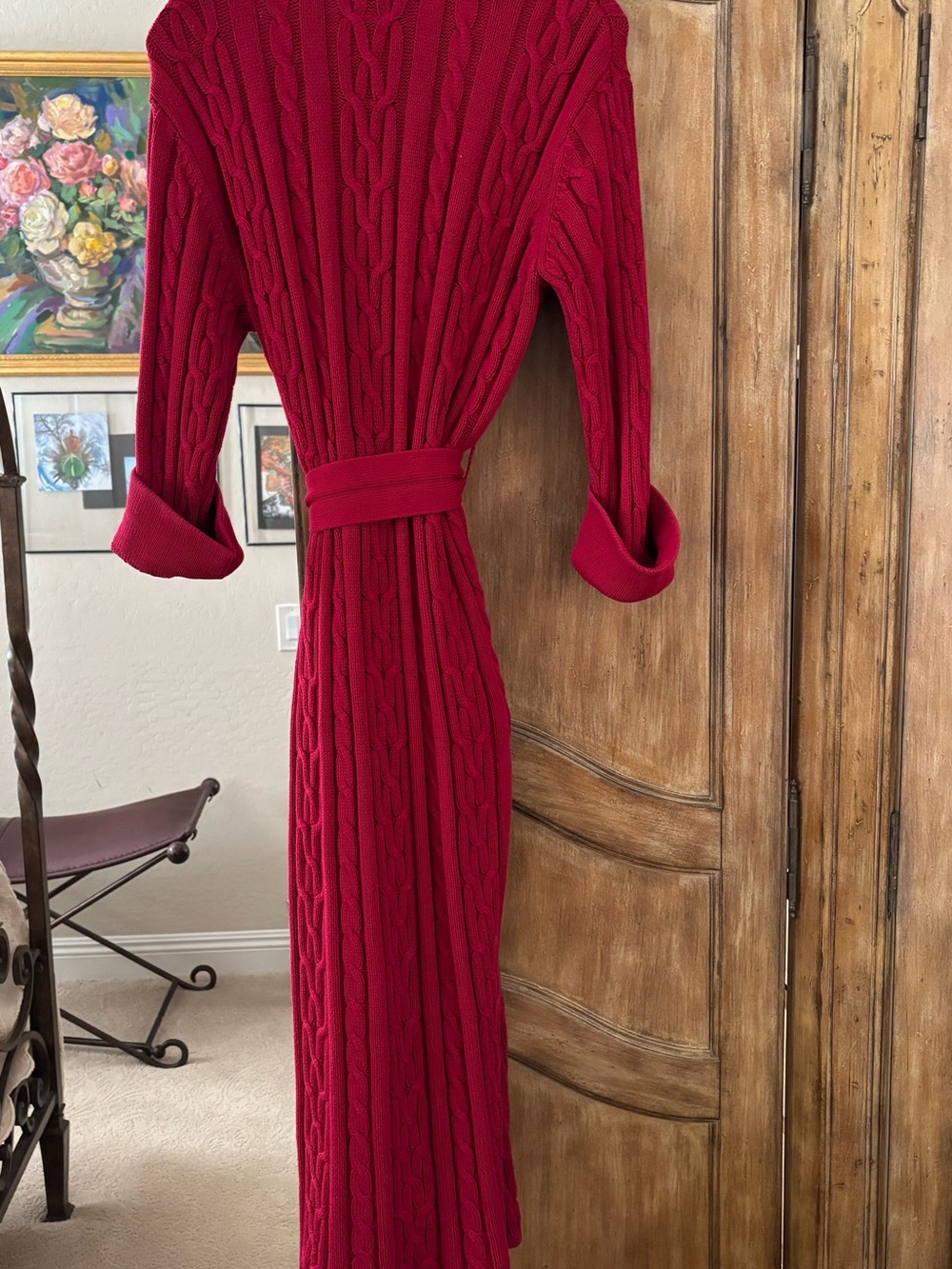 Soma Red Cable Knit Robe - Picture 2 of 3